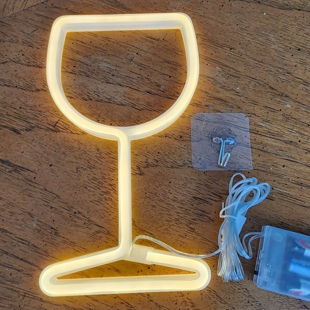 Wine Glass Neon Sign Warm White 5.9